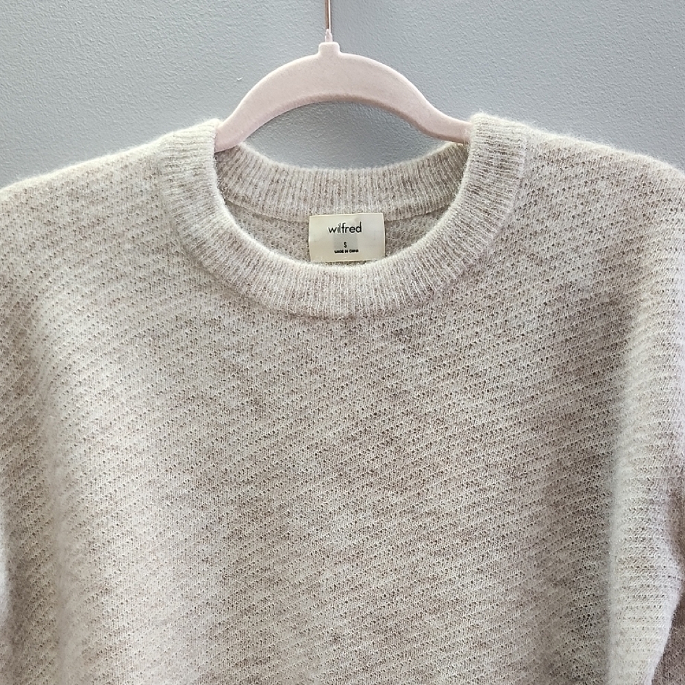 ARITZIA WILFRED Aubri Oatmeal Alpaca wool blend Crewneck Sweater cozy sweater - Picture 4 of 10